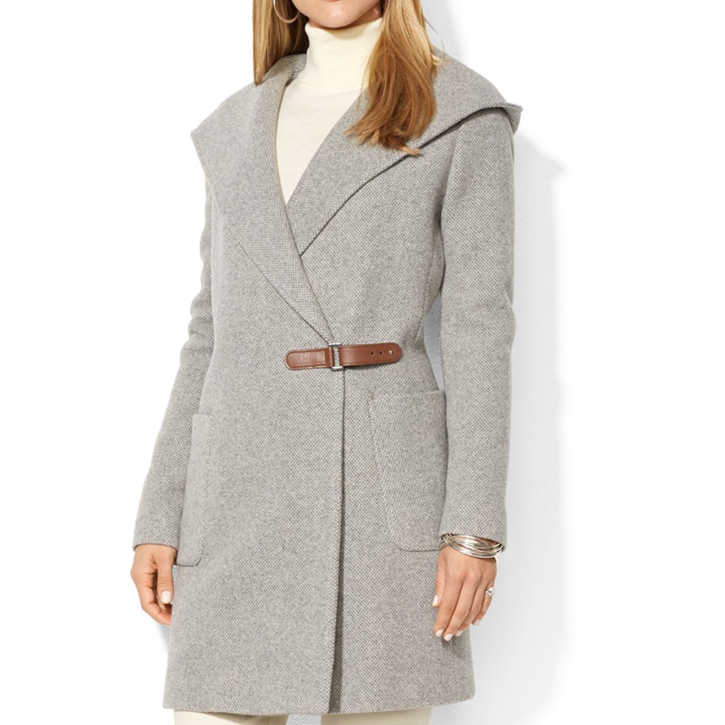 Lauren Ralph Lauren Light Gray Trench Coat With Brown Belt